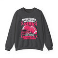 Breast Cancer Awareness Football Sweatshirt — "In October We Wear Pink" Crewneck