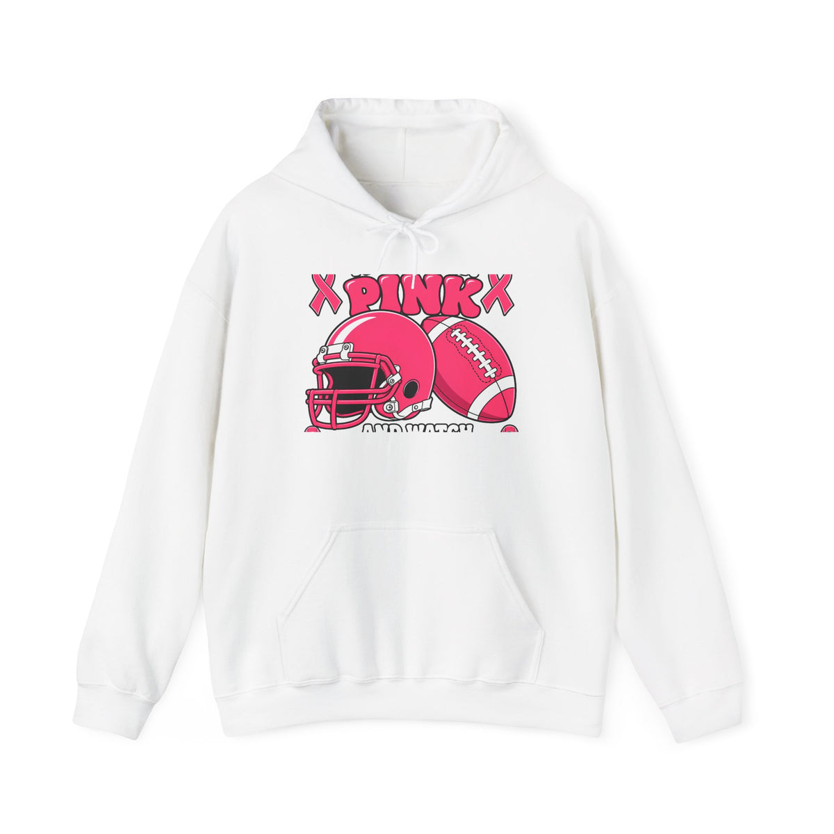 Pink Football Helmet Hoodie — "X PINK X" Graphic Sweatshirt