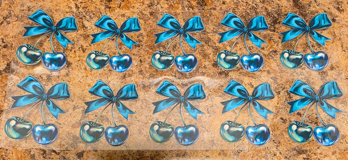blue bows and cherries