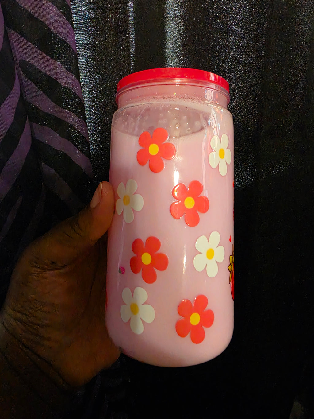 Strawberry Kitty 16oz Acrylic Snowglobe Tumbler | Pink Kawaii Cup | Cute Strawberry Tumbler