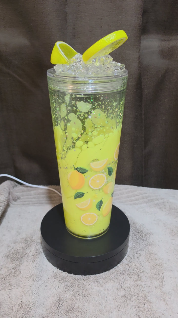 24oz Lemon Drop Lava Snow Globe Tumbler – Lemon & Ice Topper 🍋