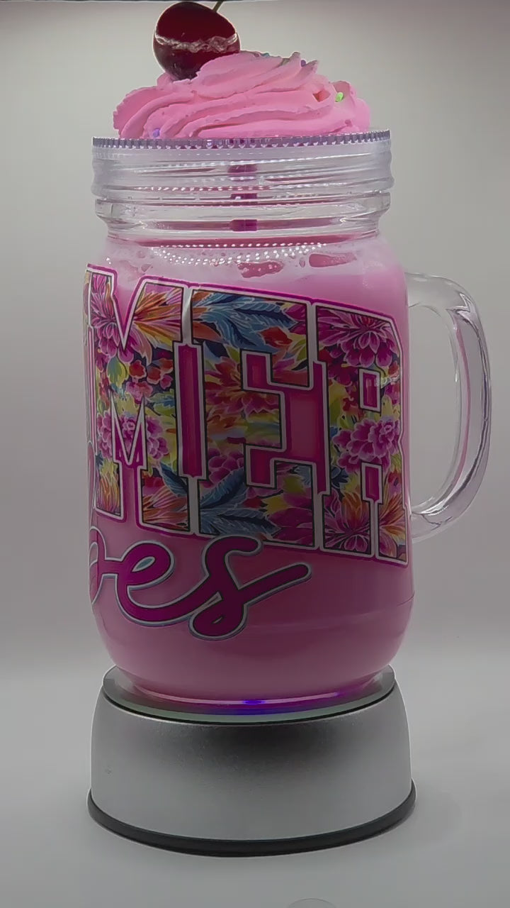 💕 Pink Floral Snowglobe Tumbler with Whipped Topper