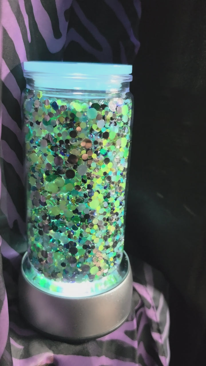 Blue & Green Gem Filled 16oz Snowglobe Tumbler | Handmade Tumbler