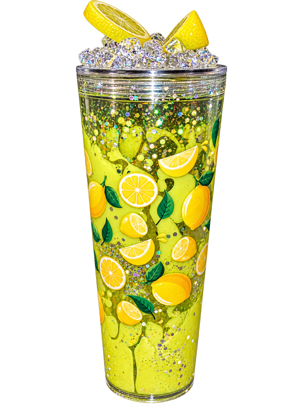 24oz Lemon Drop Lava Snow Globe Tumbler – Lemon & Ice Topper 🍋