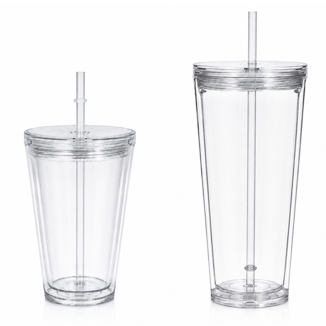 16 and 24oz Acrylic Snow Globe Tapered Tumblers