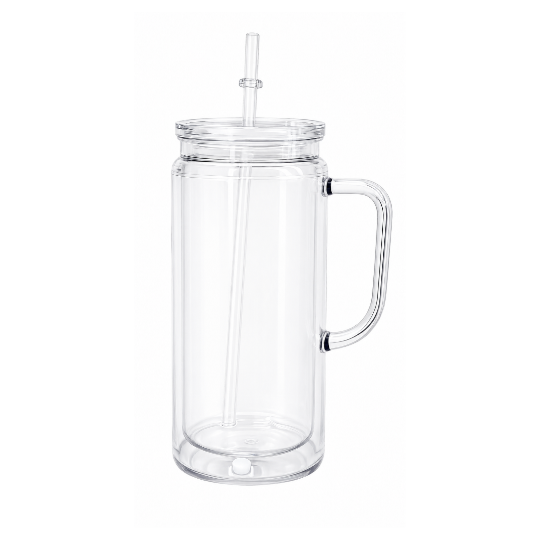 20 oz Can Acrylic Snow Globe Tumbler with handle