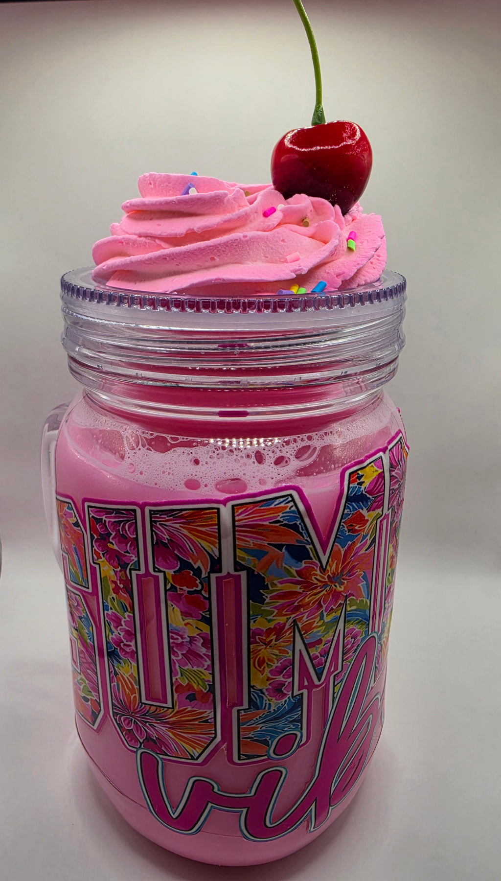 💕 Pink Floral Snowglobe Tumbler with Whipped Topper