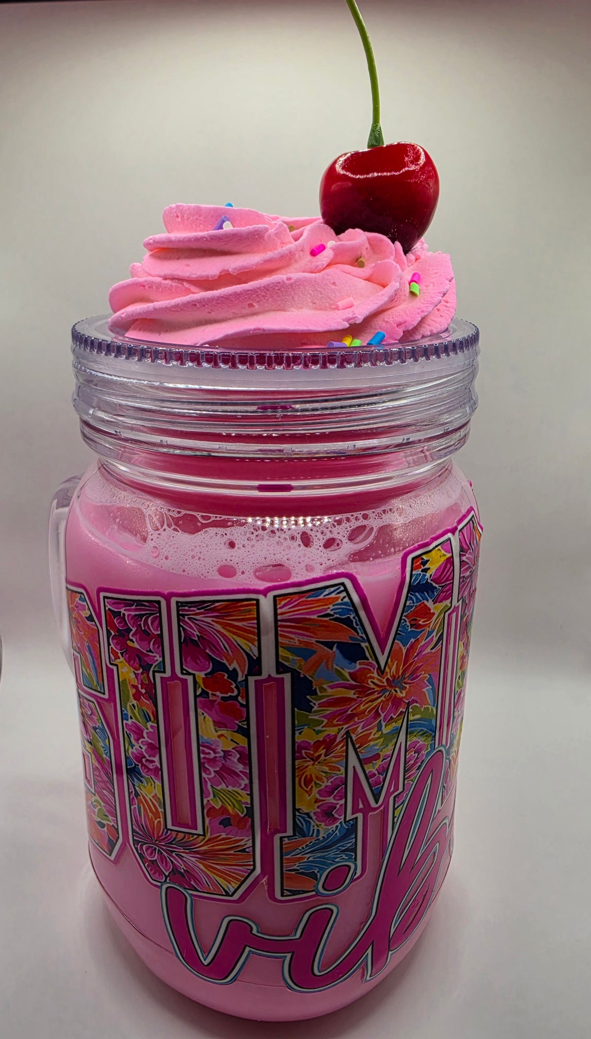 💕 Pink Floral Snowglobe Tumbler with Whipped Topper